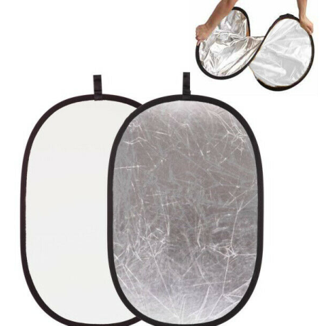 2v1 odrazná deska 90x60cm bílo stříbrná 2 barvy