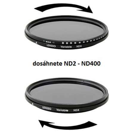 ND2 - ND400 šedý filtr Lensso