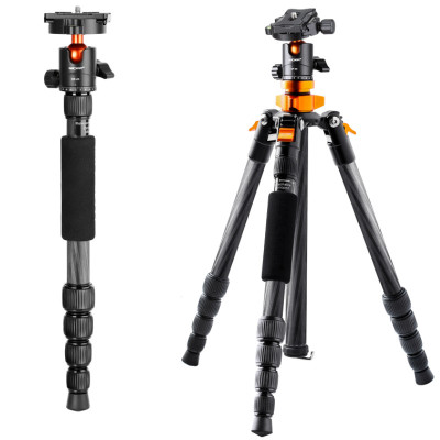 K&F Concept fotografický stativ SA225C1 s kulovou hlavou 140cm a funkcí monopodu