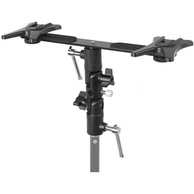 Uchwyt reporterski do dwóch lamp błyskowych i parasolki
