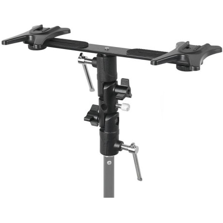 Uchwyt reporterski do dwóch lamp błyskowych i parasolki