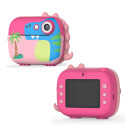 Detský fotoaparát s termotlačiarňou na okamžitú tlač, motív dinosaura Farba ružová.