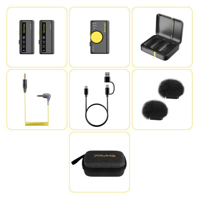 7Ryms iRay bezdrátový mikrofon DW10 [mini jack 3.5mm + USB-C] dual Černý