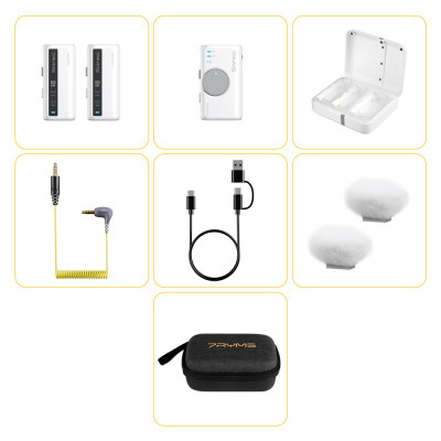 7Ryms iRay bezdrátový mikrofon DW10 [mini jack 3.5mm + USB-C] dva vysílače bílí