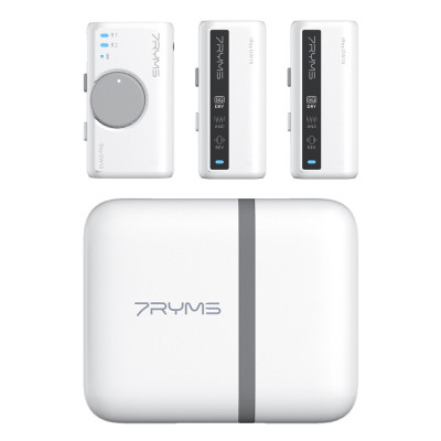 7Ryms iRay bezdrôtový mikrofón DW10 [mini jack 3,5 mm + USB-C] dva vysielače biely
