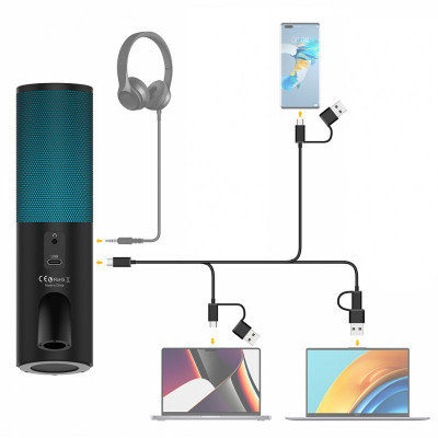 7Ryms SR-AT10 kondenzátorový mikrofón [USB-C / USB-A] čierny