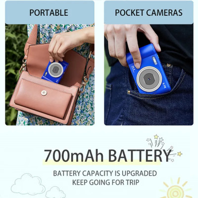 Mini 2,7k hd digitálny fotoaparát 8xzoom 700mah prenosná videokamera pre deti s 8xzoom