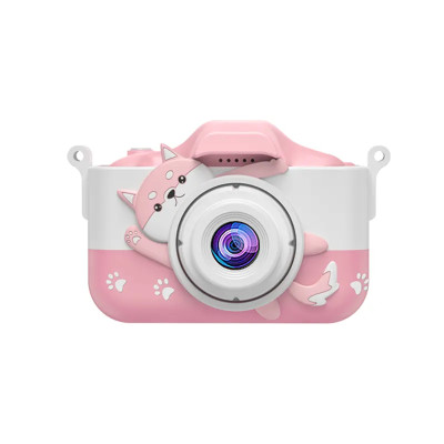 Detský digitálny fotoaparát Cat (biely a modrý), silikónové puzdro