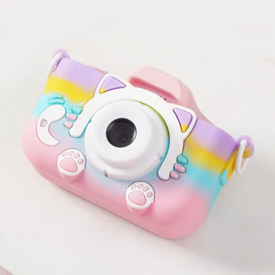copy of Mini Digitální Fotoaparát Hračka Cheildren 2,0 Palce S Roztomilou Kočkou Silikonové Pouzdro 32GB TF Čtečka Karet