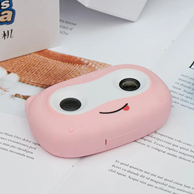 Detská digitálna mini HD kamera s dvojitým objektívom - mačacie uši - ružová