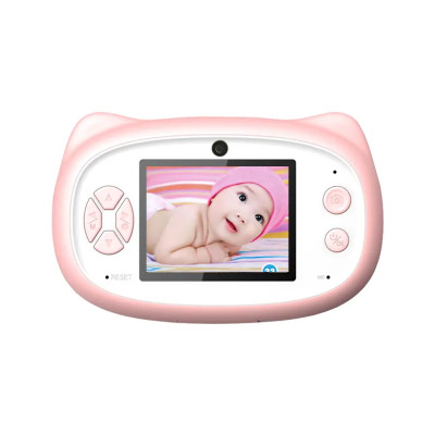 Detská digitálna mini HD kamera s dvojitým objektívom - mačacie uši - modrá