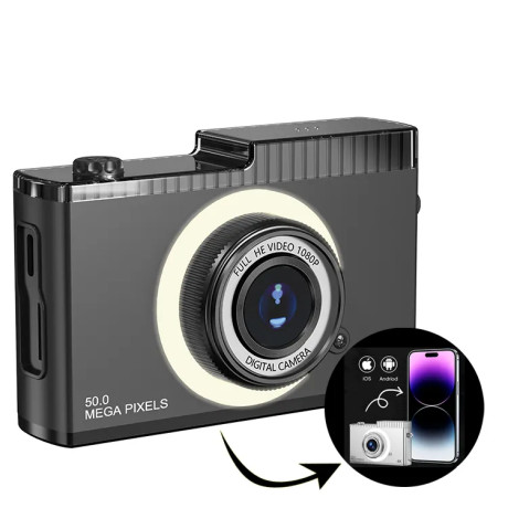 Digitálny fotoaparát 50Mp, 4KHD video pre začiatočníkov - čierny