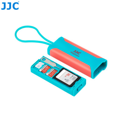 JJC puzdro na pamäťové karty + multifunkčná čítačka kariet USB 3.0 modro-červená
