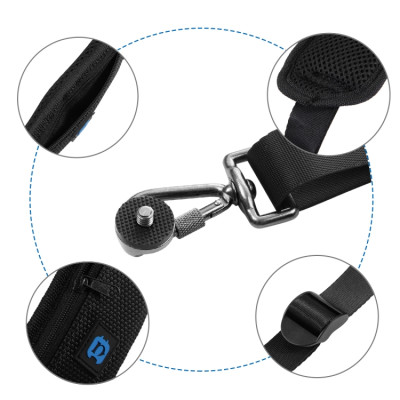 PULUZ Rychloupínací protiskluzový měkký nylonový popruh na rameno s kovovým háčkem pro zrcadlovky / DSLR fotoaparáty