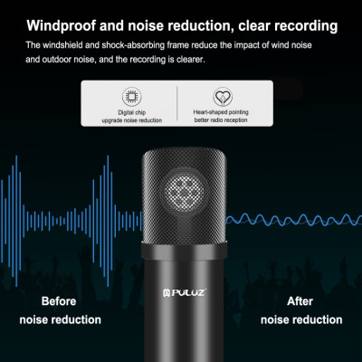 Profesionálny štúdiový mikrofón PULUZ PU612, POP filter, nožnicové rameno, zvuková karta USB