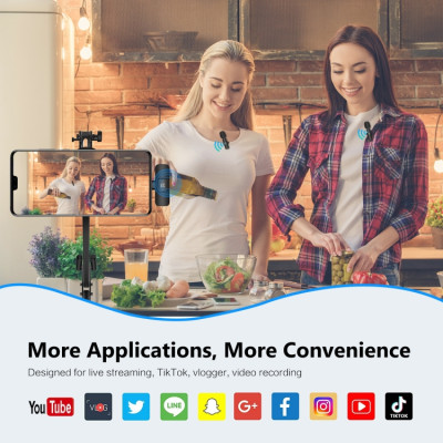 Bezdrátové klopové mikrofony PULUZ s redukcí šumu pro telefon typu c, přijímač typu c a duální mikrofony (černé)