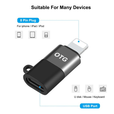 PULUZ USB-C / Type-C na 8-pinový OTG adaptér (čierny) USB-C/iphone