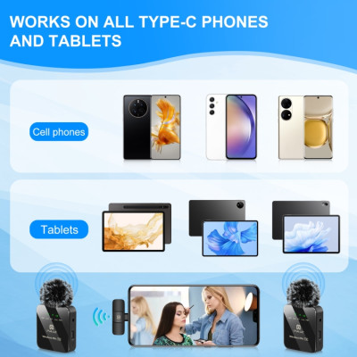 Bezdrôtový klopový mikrofón PULUZ pre telefón typu C, prijímač typu C a dva mikrofóny (čierny)