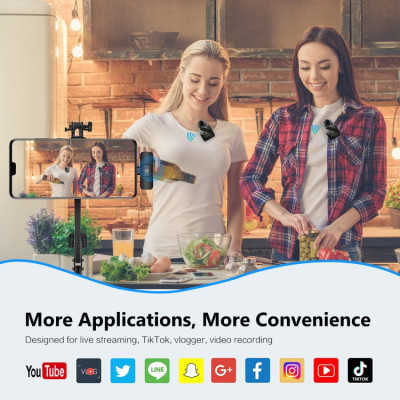 Bezdrôtový klopový mikrofón PULUZ pre telefón typu C, prijímač typu C a dva mikrofóny (čierny)