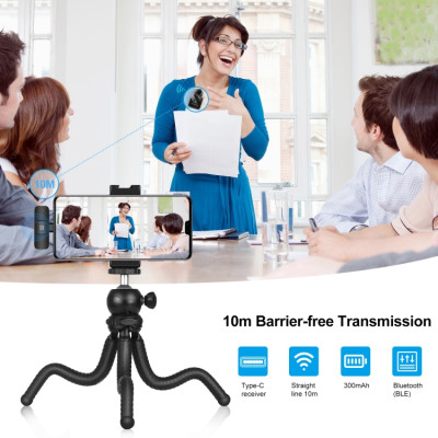 Bezdrátový klopový mikrofon PULUZ pro telefon typu C, přijímač typu C a duální mikrofony (černý)