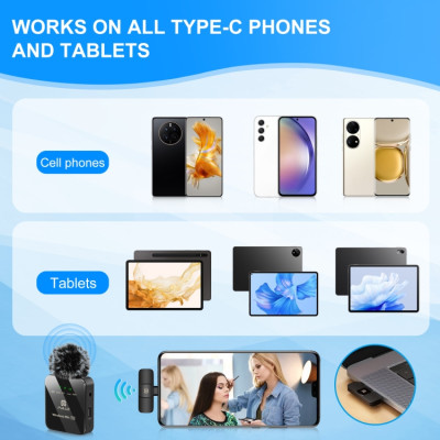 Bezdrátový klopový mikrofon PULUZ pro telefon typu C, přijímač typu c (černý)