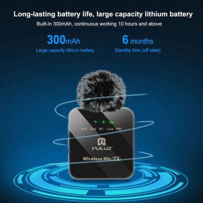 Bezdrátový klopový mikrofon PULUZ pro telefon typu C, přijímač typu c (černý)