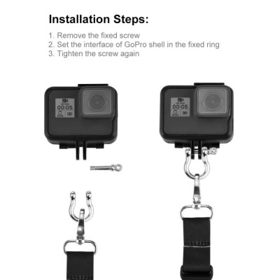 PULUZ 60cm odnímatelný dlouhý popruh na krk Sling GoPro, Insta360, DJI a další akční kamery