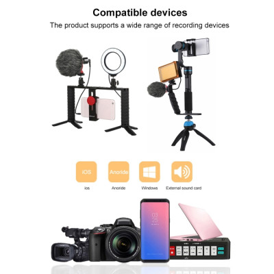 PULUZ PU3044 Profesionálny kondenzátorový mikrofón na interview s 3,5 mm audio káblom pre DSLR a DV kameru