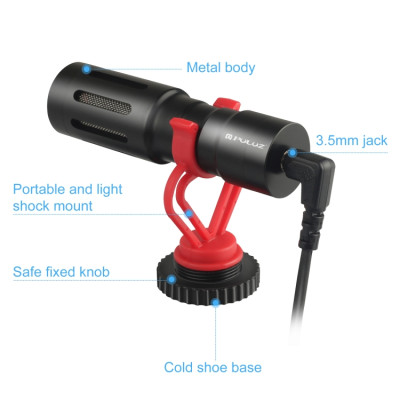 PULUZ Profesionální rozhovorový kondenzátorový mikrofon s 3,5mm audio kabelem pro DSLR & DV kameru