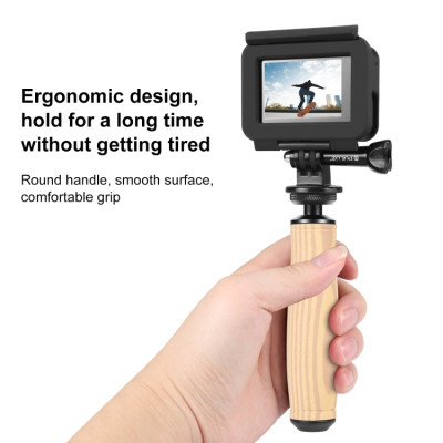 PULUZ Hríbová rukoväť pre fotoaparát, akčné kamery - svetlé drevo