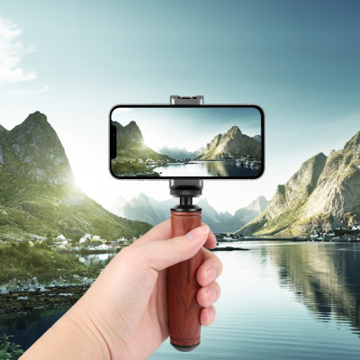 PULUZ Houbová rukojeť pro fotoaparát, akční kamery - tmavé dřevo