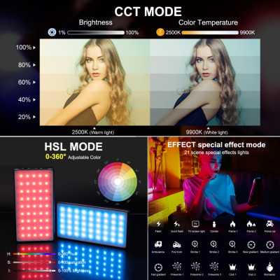 PULUZ LED plnobarevné RGB Beauty Fill Light Kapesní vlogovací fotografické světlo