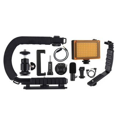 PULUZ PKT3013  U/C držák na sáňky + studiové světlo + mikrofon, pro všechny SLR a DV kamery