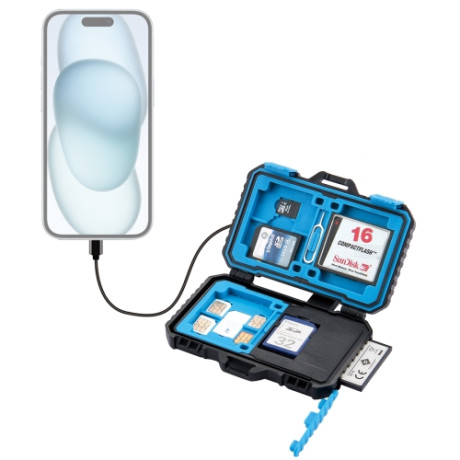 PULUZ USB C čítačka kariet + puzdro na pamäťové karty 22 v 1