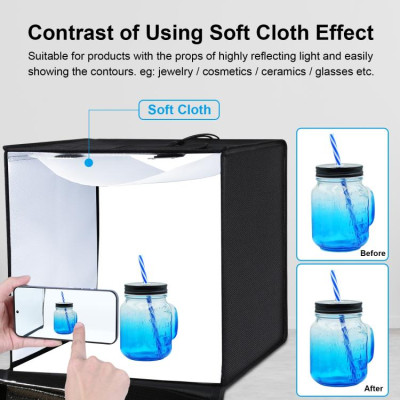 PULUZ Světelný stan přenosný 60 cm, světlo LED, odnímatelné pozadí, mini stativ