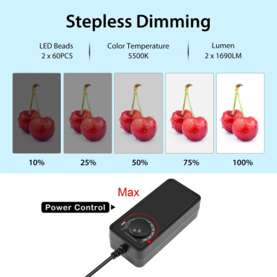 PULUZ Světelný stan přenosný 60 cm, světlo LED, odnímatelné pozadí, mini stativ