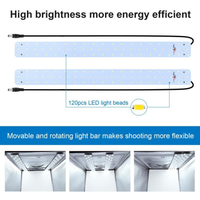 PULUZ Prenosný svetelný stan 60 cm, LED svetlo, odnímateľné pozadie, mini statív