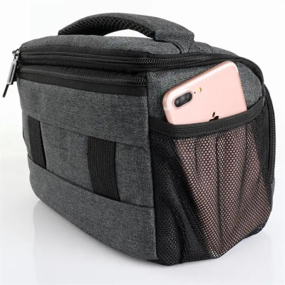 Taška cez rameno ZB201 pre fotoaparát, objektív, uzávierku 23x11x15 cm - sivá