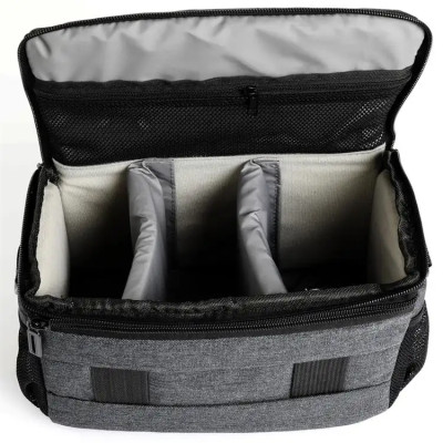 Taška cez rameno ZB201 pre fotoaparát, objektív, uzávierku 23x11x15 cm - sivá