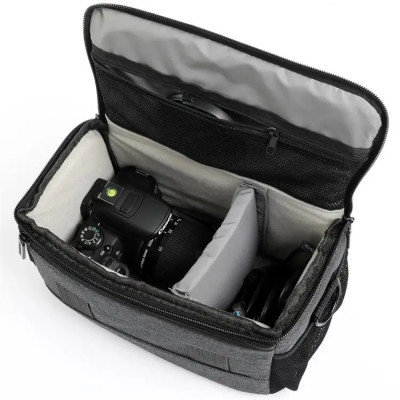 Brašna na rameno ZB201 pro fotoaparát, objektiv, spoušť  23x11x15 cm- šedá