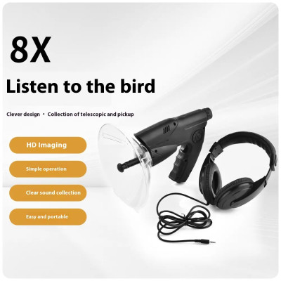 Vonkajší ďalekohľad s 8-násobným zväčšením , na pozorovanie vtákov a iných zvierat s počúvaním zvukov, slúchadlá