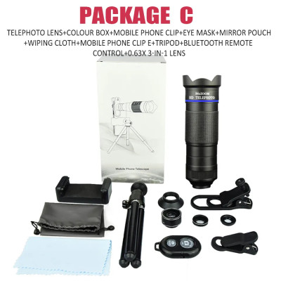 Objektív smartfónu s 36-násobným priblížením, statív, Bluetooth spúšť