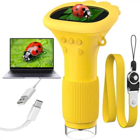 Handheld microscope for students and budding naturalists with LED light, yellow