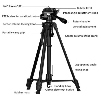 F-360T Statív pre smartfóny a fotoaparáty čierny 162 cm