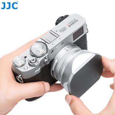 JJC LH-JXVI SILVER sluneční clona, náhrada za FUJIFilm X100VI, X100V, X100F cameras, stříbrná