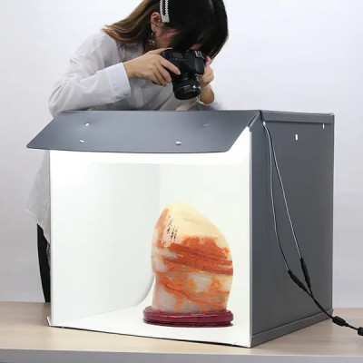 Sanoto Prenosný fotostan 60 cm, 2 x LED svetlo, odnímateľné pozadie, skladací