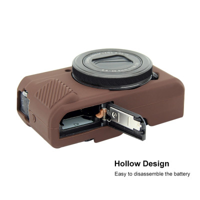 PULUZ silikónové puzdro pre Canon EOS G7 X Mark II (káva)