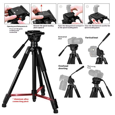 D-900S Profesionální stativ pro mobil a fotoaparát, kameru černý 169 cm