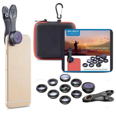Súprava objektívov Apexel s klipom pre mobilné telefóny 10 v 1
