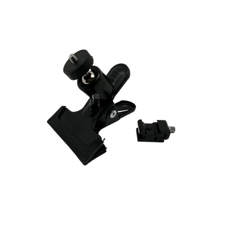 Klips studiová kovová svorka s kulovou hlavou s 1/4" šroubem a nástavcem cold shoe